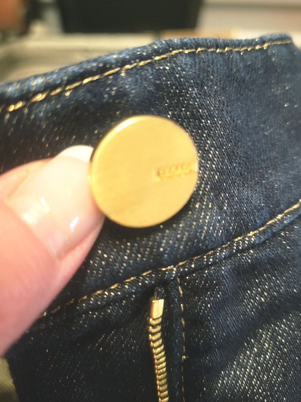 Womens Escada Denim Jeans with Gold Glitter